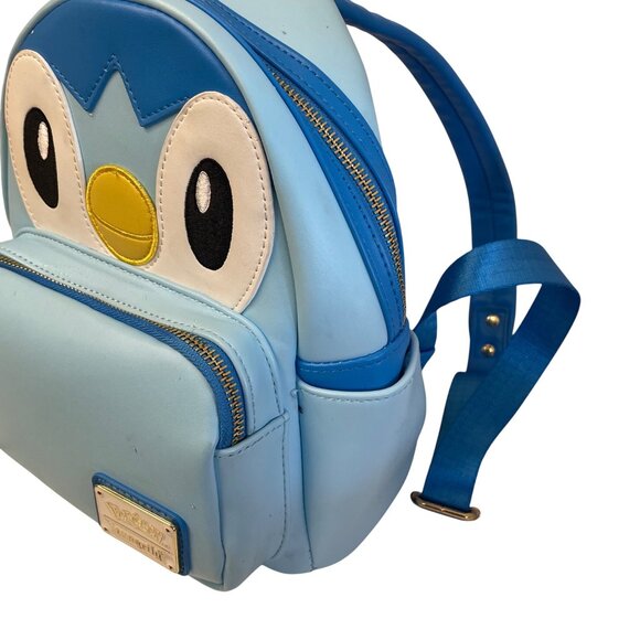 Pokemon Loungefly Piplup Mini Backpack Blue & White Faux Leather Read 4.5 x 9 x - Picture 11 of 16